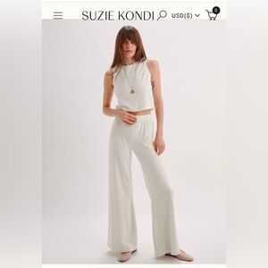 Suzi Kondi Zephyr Wide Leg Terry Pants Ivory XL